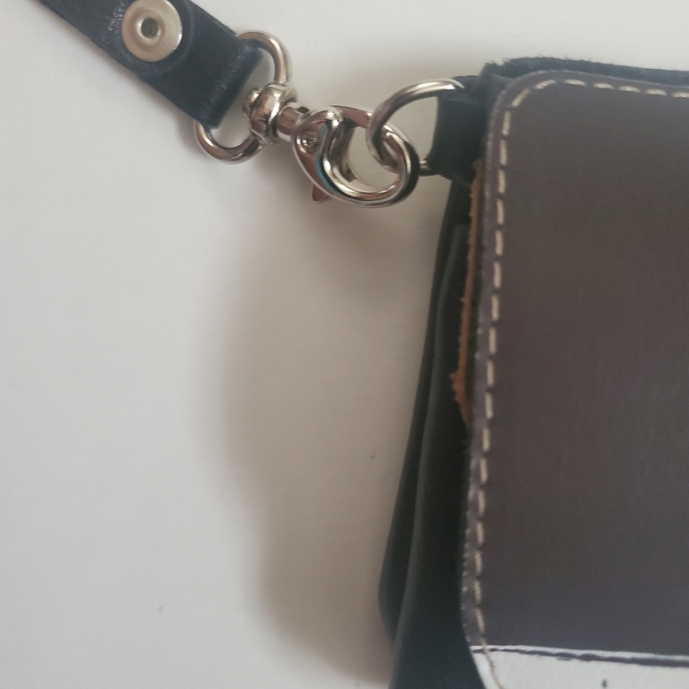 Cute Cat Idei gradem 2 flP brown&black leather Russian flap bag wallet WOMEN'S - Picture 15 of 15